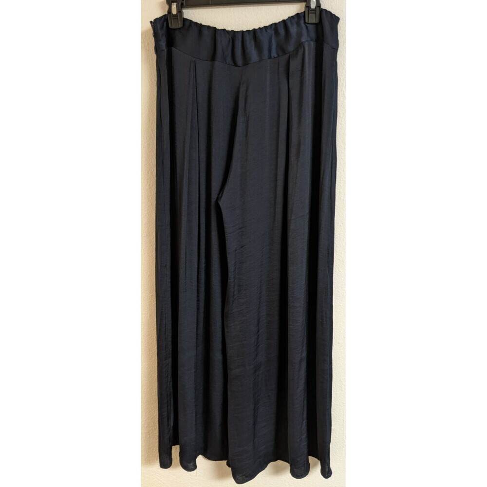 Women's SOFT SURROUNDINGS "Perfect Palazzo" Blue Satin Wide Leg Pants Petite S - Picture 7 of 11